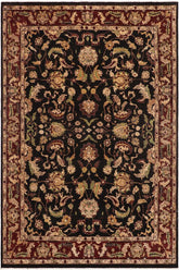 handmade Traditional Kafkaz Black Red Hand Knotted RECTANGLE 100% WOOL area rug 9 x 11